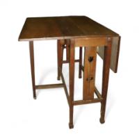 Arts & Crafts Oak Drop-Leaf Table with Stylised Cutouts, c.1900