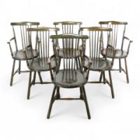 Liberty & Co., Set of Six Arts & Crafts Walnut Windsor Armchairs - Thumbnail 1