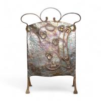 An Arts & Crafts Copper Fire Screen with Repousse Stylised Floral Details