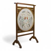 E. W. Godwin Style. Anglo-Japanese Fire Screen with a Japanese Silk Embroidery - Thumbnail 1