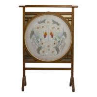 E. W. Godwin Style. Anglo-Japanese Fire Screen with a Japanese Silk Embroidery - Thumbnail 2