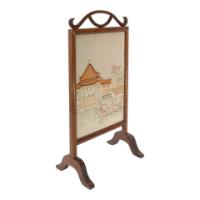 Anglo-Japanese Oak Firescreen with Torii Gate and River Scene c.1885 - Thumbnail 2