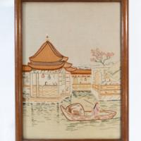 Anglo-Japanese Oak Firescreen with Torii Gate and River Scene c.1885 - Thumbnail 4