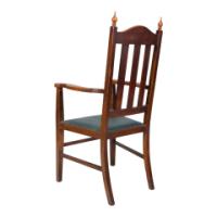 Liberty & Co., attributed, Arts & Crafts Oak Armchair with Inlaid Crown - Thumbnail 7