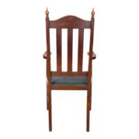 Liberty & Co., attributed, Arts & Crafts Oak Armchair with Inlaid Crown - Thumbnail 6