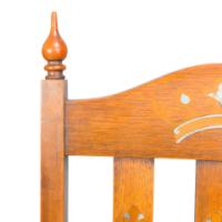 Liberty & Co., attributed, Arts & Crafts Oak Armchair with Inlaid Crown - Thumbnail 11