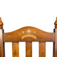 Liberty & Co., attributed, Arts & Crafts Oak Armchair with Inlaid Crown - Thumbnail 10