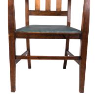 Liberty & Co., attributed, Arts & Crafts Oak Armchair with Inlaid Crown - Thumbnail 17