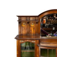 Waring and Gillow – Arts and Crafts Bow Fronted Inlaid Display Cabinet - Thumbnail 7