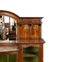 Waring & Gillow, Arts & Crafts Bow Fronted Inlaid Display Cabinet - Thumbnail 6