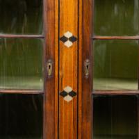 Waring and Gillow – Arts and Crafts Bow Fronted Inlaid Display Cabinet - Thumbnail 13