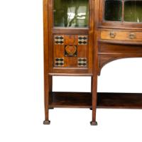 Waring & Gillow, Arts & Crafts Bow Fronted Inlaid Display Cabinet - Thumbnail 19