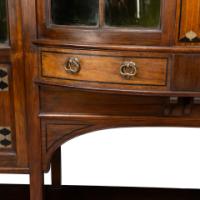 Waring & Gillow, Arts & Crafts Bow Fronted Inlaid Display Cabinet - Thumbnail 18