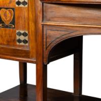 Waring & Gillow, Arts & Crafts Bow Fronted Inlaid Display Cabinet - Thumbnail 20