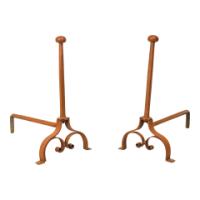 Cast Iron and Wrought Iron Fireplace Andirons with Scroll Bases, c.1885 - Thumbnail 4