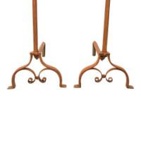 Cast Iron and Wrought Iron Fireplace Andirons with Scroll Bases, c.1885 - Thumbnail 7