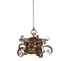 Birmingham Guild of Handicraft, attributed, Arts & Crafts Hammered Copper Chandelier - Thumbnail 3