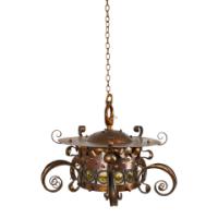 Birmingham Guild of Handicraft, attributed, Arts & Crafts Hammered Copper Chandelier