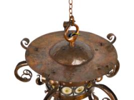 Birmingham Guild of Handicraft, attributed, Arts & Crafts Hammered Copper Chandelier - Thumbnail 4