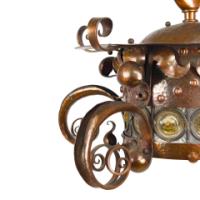 Birmingham Guild of Handicraft, attributed, Arts & Crafts Hammered Copper Chandelier - Thumbnail 9