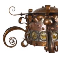 Birmingham Guild of Handicraft, attributed, Arts & Crafts Hammered Copper Chandelier - Thumbnail 10
