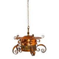 Birmingham Guild of Handicraft, attributed, Arts & Crafts Copper Scrollwork Chandelier