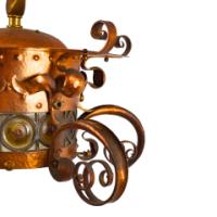 Birmingham Guild of Handicraft, attributed, Arts & Crafts Copper Scrollwork Chandelier - Thumbnail 7
