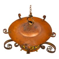 Birmingham Guild of Handicraft, attributed, Arts & Crafts Copper Scrollwork Chandelier - Thumbnail 8