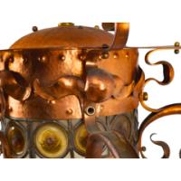 Birmingham Guild of Handicraft, attributed, Arts & Crafts Copper Scrollwork Chandelier - Thumbnail 10