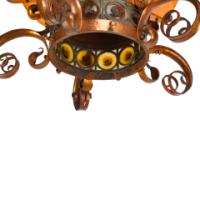 Birmingham Guild of Handicraft, attributed, Arts & Crafts Copper Scrollwork Chandelier - Thumbnail 17