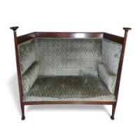 Walter Cave, Arts & Crafts Oak Settee with Voysey Style Uprights - Thumbnail 1