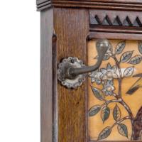 E. W. Godwin Style Of, Anglo-Japanese Oak Hallstand with Songbirds on Blossoms - Thumbnail 6