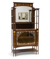 J. S. Henry Attributed, Arts & Crafts Mahogany & Inlaid Display Cabinet