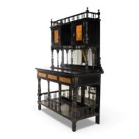 Gillow & Co., Aesthetic Movement Side Cabinet with Painted Floral Panels - Thumbnail 3