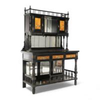 Gillow & Co., Aesthetic Movement Side Cabinet with Painted Floral Panels