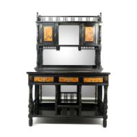 Gillow & Co., Aesthetic Movement Side Cabinet with Painted Floral Panels - Thumbnail 2