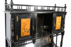 Gillow & Co., Aesthetic Movement Side Cabinet with Painted Floral Panels - Thumbnail 7