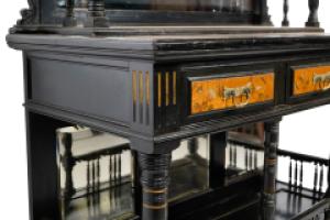 Gillow & Co., Aesthetic Movement Side Cabinet with Painted Floral Panels - Thumbnail 12