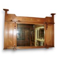 Arts & Crafts, c.1900 Oak Inlaid Overmantel