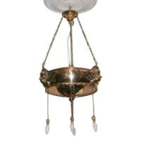 A Well-Crafted Pair of Glasgow School Brass Ceiling Lights with Winged Angels Faces