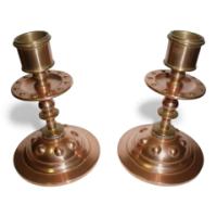 Arts & Crafts, Pair of Copper Candlesticks (c.1900)