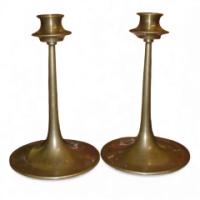 Dryad of Leicester, Pair of Brass Candlesticks - Thumbnail 1