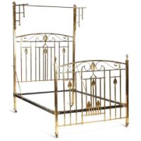 Arts & Crafts Cast Brass Half Tester Double Bed with Stylised Floral Details