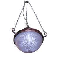An Arts & Crafts Copper Hanging Light with Original Glass Bowls