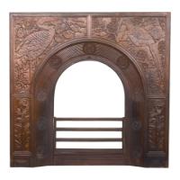 Thomas Jeckyll, Aesthetic Movement Cast Iron Fire Insert 'birds of paradise set amongst chrysanthemums and cherry blossom'