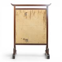 E. W. Godwin. Anglo-Japanese Mahogany Fire Screen with Original Silk Country Scene - Thumbnail 10