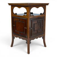 E. W. Godwin Attributed, Anglo-Japanese Walnut Music Cabinet with Cloud Aprons