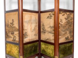 E. W. Godwin Attributed, Anglo-Japanese Four-fold Screen with Japanese Silk Scenes - Thumbnail 6