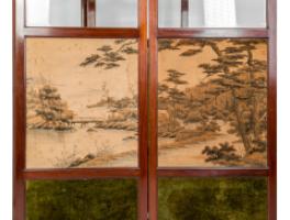 E. W. Godwin Attributed, Anglo-Japanese Four-fold Screen with Japanese Silk Scenes - Thumbnail 8