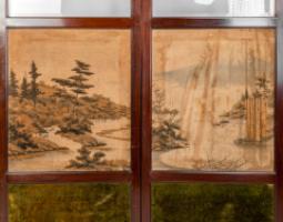 E. W. Godwin Attributed, Anglo-Japanese Four-fold Screen with Japanese Silk Scenes - Thumbnail 11